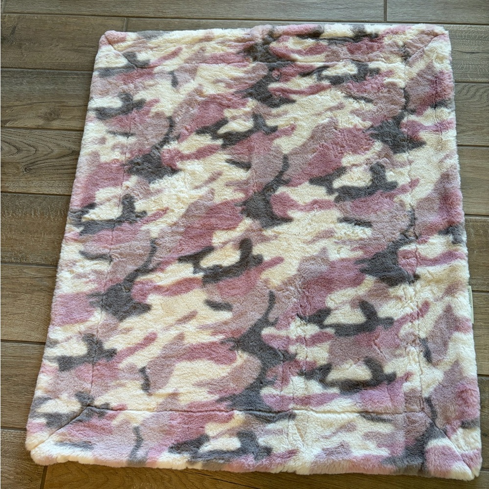 Minky Couture blanket Plush Pink & Gray Camo Throw Blanket baby size